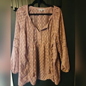 Daniel Rainn Rose Chip Dot 3/4 Sleeve Blouse Size 3X